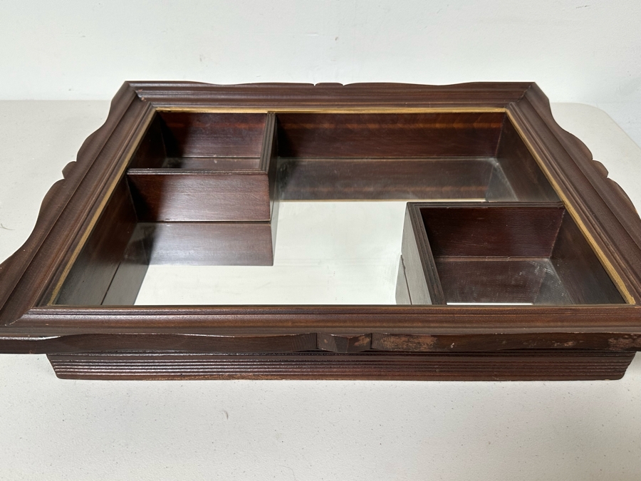 Vintage Wooden Shadowbox Shelf Wall Mirror 23'W X 20'H [Photo 4]