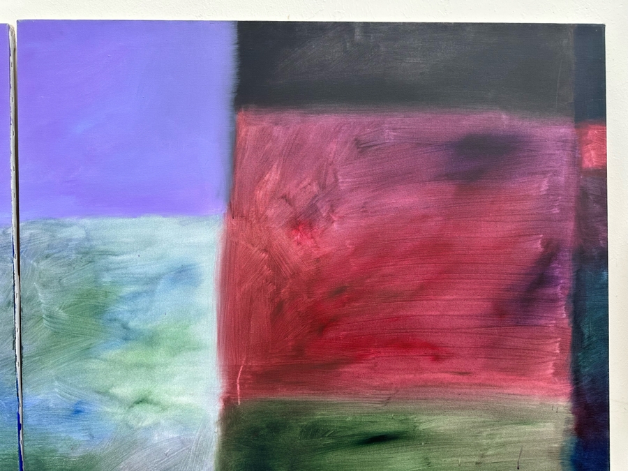 Gerrit Greve (1948-2024, Cardiff by the Sea, CA) Large Original Triptych Modernist Abstract Acrylic Paintings On Canvas Unsigned 144'W X 54'H Estimate $3,000-$6,000 [Photo 10]