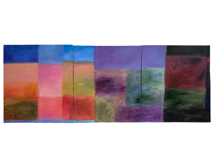 Gerrit Greve (1948-2024, Cardiff by the Sea, CA) Large Original Triptych Modernist Abstract Acrylic Paintings On Canvas Unsigned 144'W X 54'H Estimate $3,000-$6,000 [Photo 2]