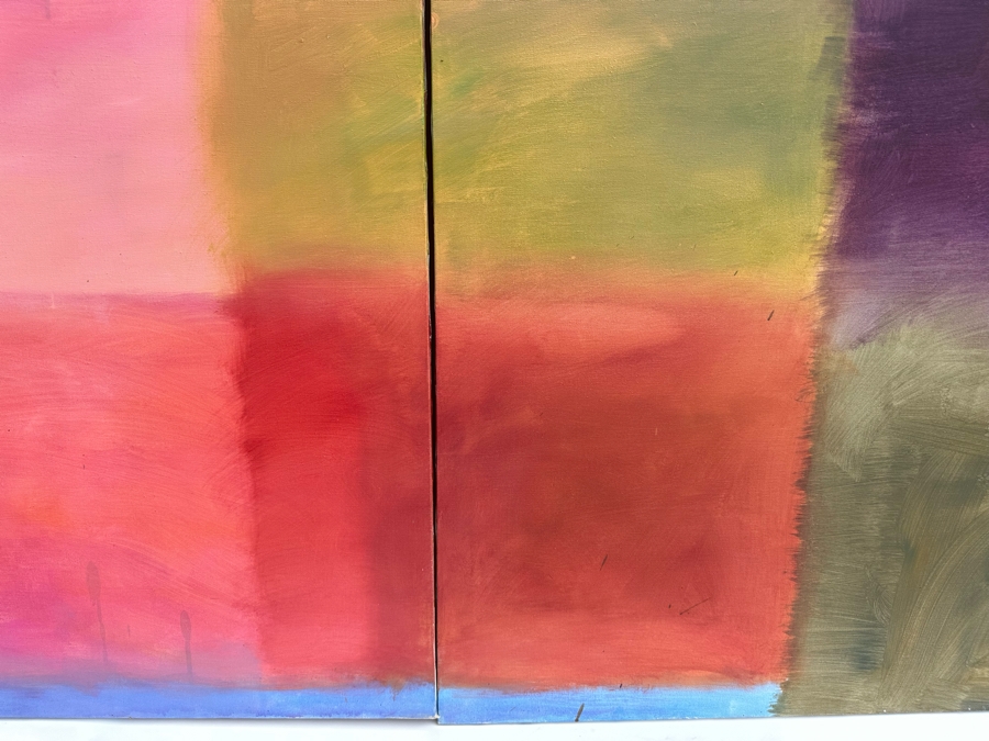 Gerrit Greve (1948-2024, Cardiff by the Sea, CA) Large Original Triptych Modernist Abstract Acrylic Paintings On Canvas Unsigned 144'W X 54'H Estimate $3,000-$6,000 [Photo 6]