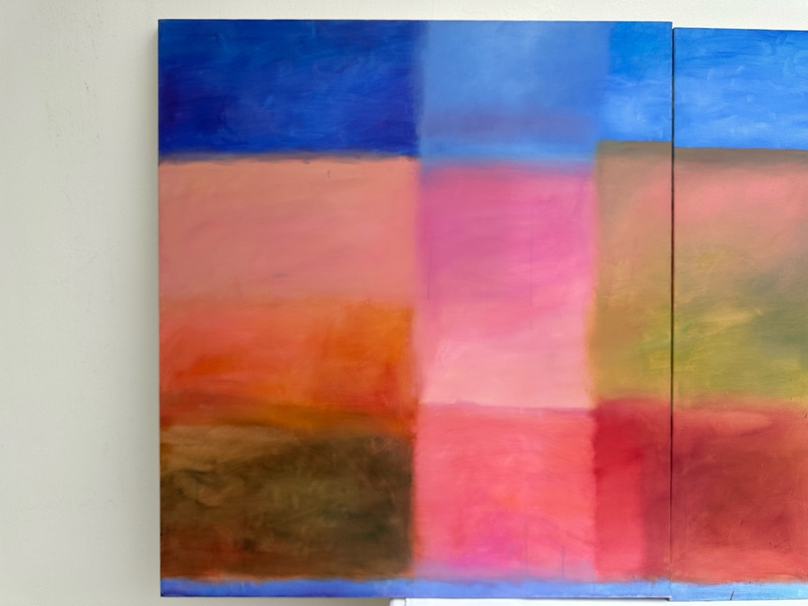 Gerrit Greve (1948-2024, Cardiff by the Sea, CA) Large Original Triptych Modernist Abstract Acrylic Paintings On Canvas Unsigned 144'W X 54'H Estimate $3,000-$6,000 [Photo 3]