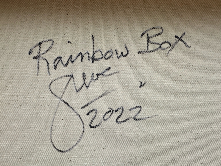 Gerrit Greve (1948-2024, Cardiff by the Sea, CA) Original Modernist Rainbow Box Acrylic Painting On Canvas Signed Verso 2022 40' X 30' Estimate $1,000-$2,000 [Photo 6]