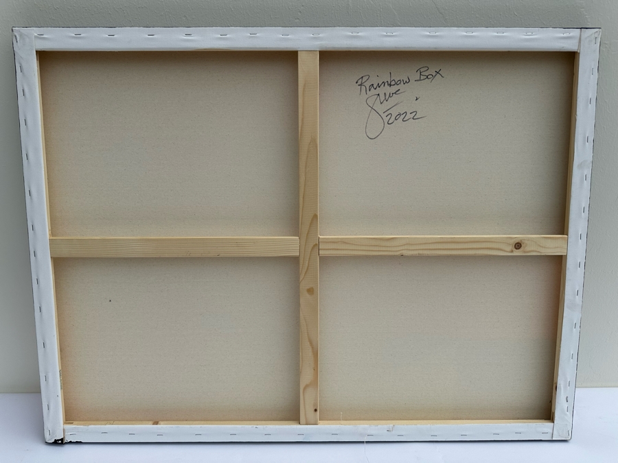 Gerrit Greve (1948-2024, Cardiff by the Sea, CA) Original Modernist Rainbow Box Acrylic Painting On Canvas Signed Verso 2022 40' X 30' Estimate $1,000-$2,000 [Photo 5]