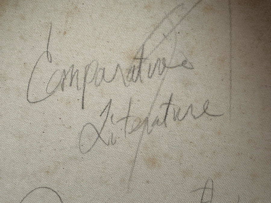 Gerrit Greve (1948-2024, Cardiff by the Sea, CA) Original Abstract Mixed Media Gold & Black Textured Sand Acrylic Painting On Canvas Titled 'Comparative Literature' 1999 Signed Verso 36' X 36' Estimate $1,000-$2,000 [Photo 8]