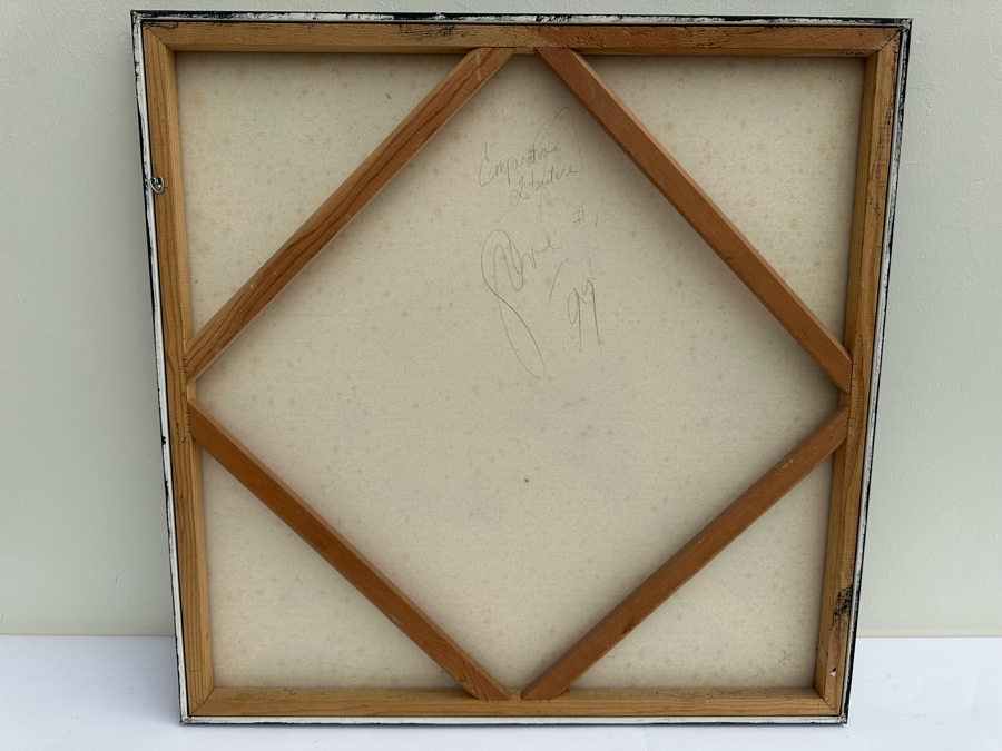 Gerrit Greve (1948-2024, Cardiff by the Sea, CA) Original Abstract Mixed Media Gold & Black Textured Sand Acrylic Painting On Canvas Titled 'Comparative Literature' 1999 Signed Verso 36' X 36' Estimate $1,000-$2,000 [Photo 6]