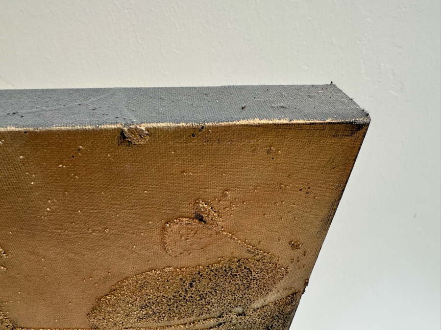 Gerrit Greve (1948-2024, Cardiff by the Sea, CA) Original Abstract Mixed Media Gold & Black Textured Sand Acrylic Painting On Canvas Titled 'Comparative Literature' 1999 Signed Verso 36' X 36' Estimate $1,000-$2,000 [Photo 5]
