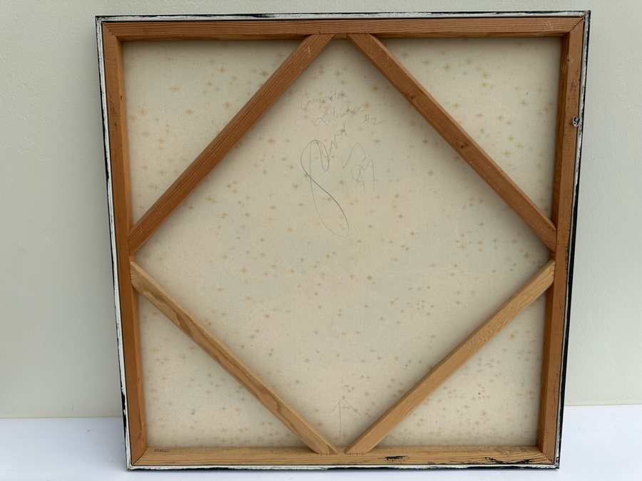 Gerrit Greve (1948-2024, Cardiff by the Sea, CA) Original Abstract Mixed Media Gold & Black Textured Sand Acrylic Painting On Canvas Titled 'Comparative Literature #2' 1999 Signed Verso 36' X 36' Estimate $1,000-$2,000 [Photo 7]