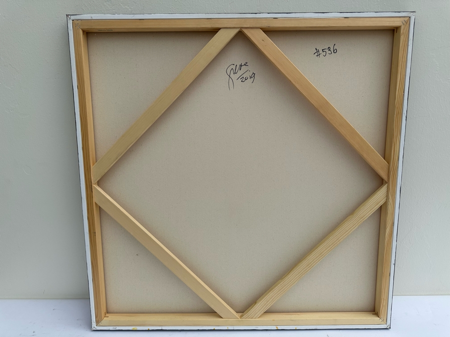 Gerrit Greve (1948-2024, Cardiff by the Sea, CA) Original Modernist Abstract Color Field Acrylic Painting On Canvas In Manner Of 2019 Signed Verso Mark Rothko 36' X 36' Estimate $1,000-$2,000 [Photo 6]