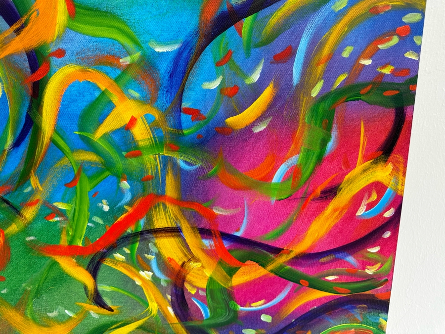 Gerrit Greve (1948-2024, Cardiff by the Sea, CA) Original Abstract Colorful Underwater Ocean Acrylic Painting On Canvas 2021 Signed Verso 36' X 36' Estimate $1,000-$2,000 [Photo 4]