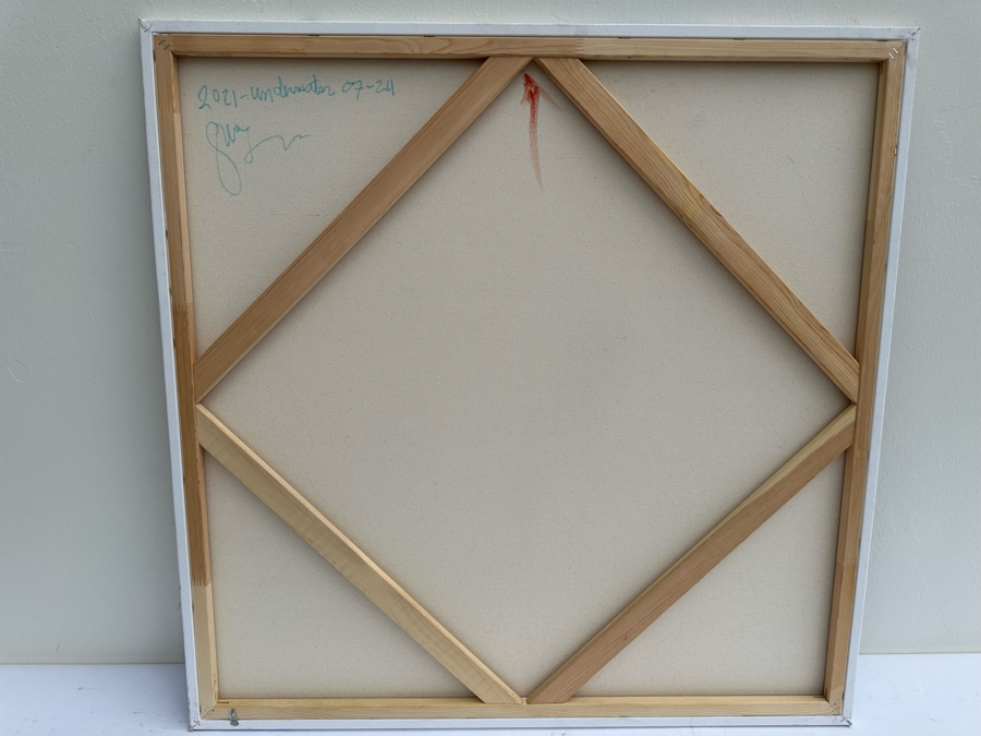 Gerrit Greve (1948-2024, Cardiff by the Sea, CA) Original Abstract Colorful Underwater Ocean Acrylic Painting On Canvas 2021 Signed Verso 36' X 36' Estimate $1,000-$2,000 [Photo 7]