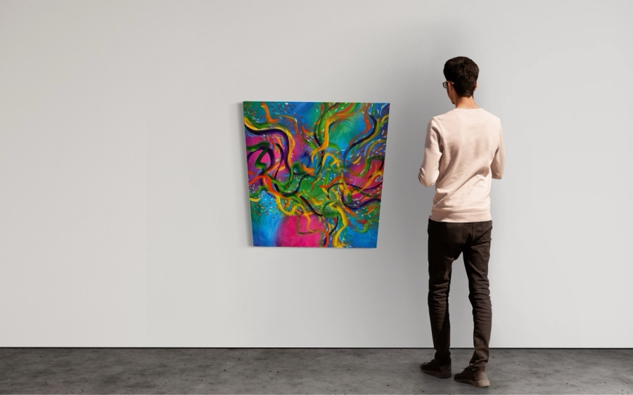 Gerrit Greve (1948-2024, Cardiff by the Sea, CA) Original Abstract Colorful Underwater Ocean Acrylic Painting On Canvas 2021 Signed Verso 36' X 36' Estimate $1,000-$2,000 [Photo 2]