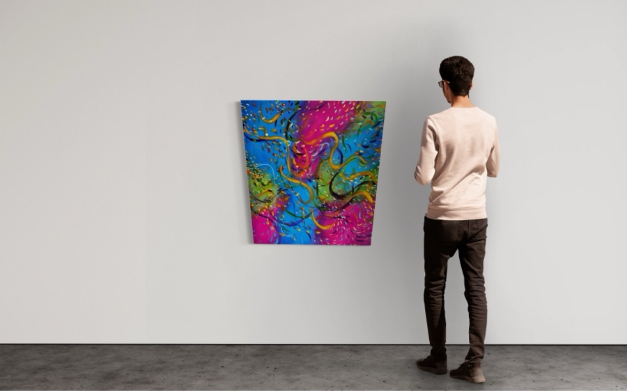 Gerrit Greve (1948-2024, Cardiff by the Sea, CA) Original Abstract Colorful Underwater Ocean Acrylic Painting On Canvas 2021 Signed Verso 36' X 36' Estimate $1,000-$2,000 [Photo 2]