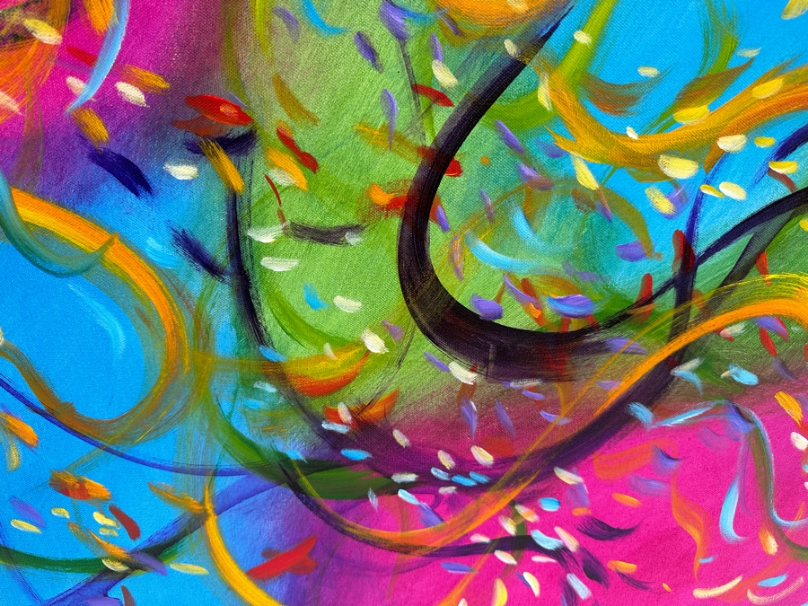 Gerrit Greve (1948-2024, Cardiff by the Sea, CA) Original Abstract Colorful Underwater Ocean Acrylic Painting On Canvas 2021 Signed Verso 36' X 36' Estimate $1,000-$2,000 [Photo 4]