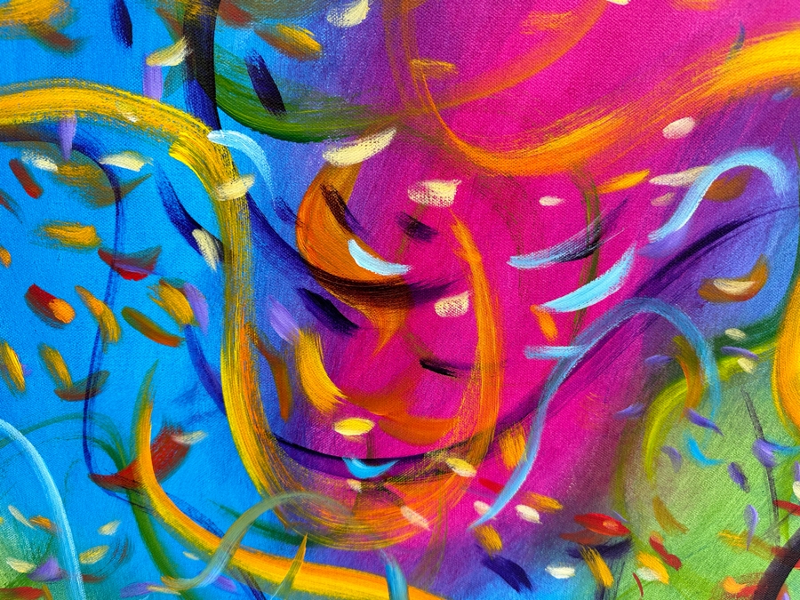 Gerrit Greve (1948-2024, Cardiff by the Sea, CA) Original Abstract Colorful Underwater Ocean Acrylic Painting On Canvas 2021 Signed Verso 36' X 36' Estimate $1,000-$2,000 [Photo 3]