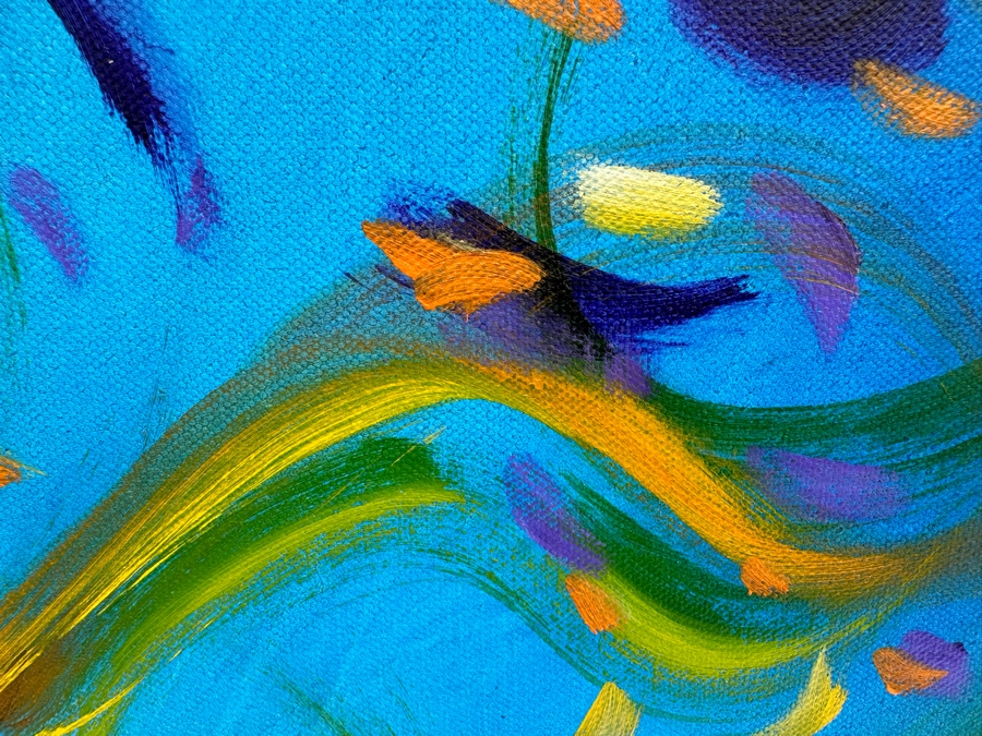 Gerrit Greve (1948-2024, Cardiff by the Sea, CA) Original Abstract Colorful Underwater Ocean Acrylic Painting On Canvas 2021 Signed Verso 36' X 36' Estimate $1,000-$2,000 [Photo 5]