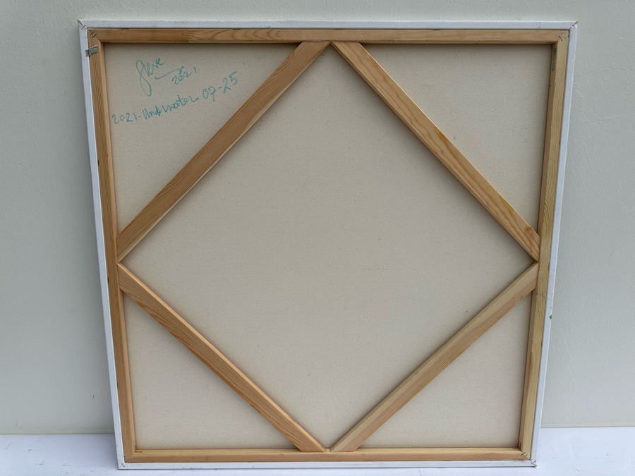 Gerrit Greve (1948-2024, Cardiff by the Sea, CA) Original Abstract Colorful Underwater Ocean Acrylic Painting On Canvas 2021 Signed Verso 36' X 36' Estimate $1,000-$2,000 [Photo 6]