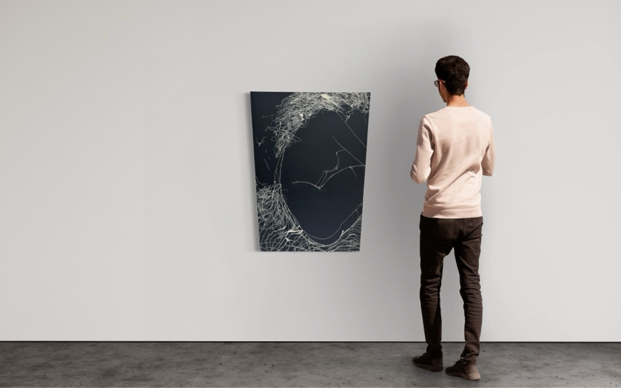 Gerrit Greve (1948-2024, Cardiff by the Sea, CA) Original Abstract B&W Nude Woman Drip Painting On Canvas Signed Front 30' X 40' Estimate $1,000-$2,000 [Photo 2]