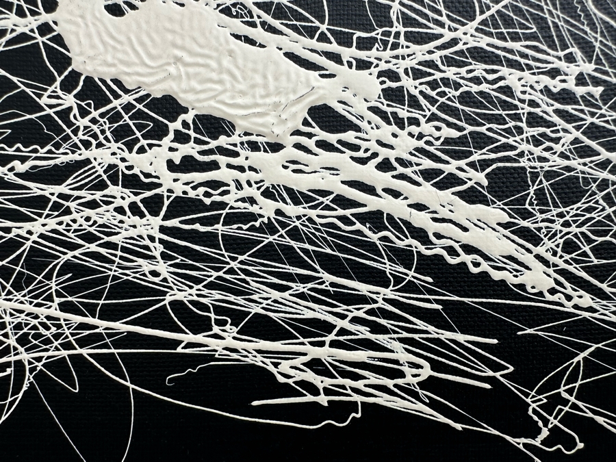 Gerrit Greve (1948-2024, Cardiff by the Sea, CA) Original Abstract B&W Nude Woman Drip Painting On Canvas Signed Front 30' X 40' Estimate $1,000-$2,000 [Photo 5]