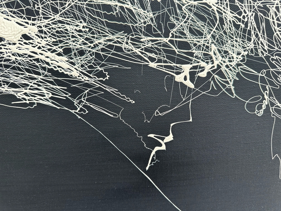 Gerrit Greve (1948-2024, Cardiff by the Sea, CA) Original Abstract B&W Nude Woman Drip Painting On Canvas Signed Front 30' X 40' Estimate $1,000-$2,000 [Photo 3]