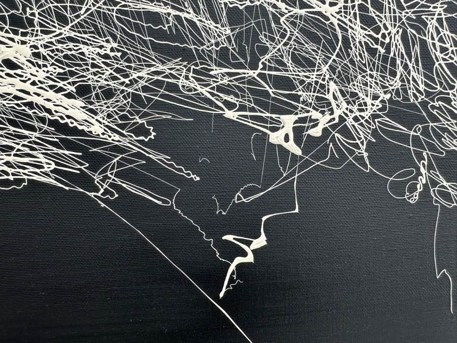 Gerrit Greve (1948-2024, Cardiff by the Sea, CA) Original Abstract B&W Nude Woman Drip Painting On Canvas Signed Front 30' X 40' Estimate $1,000-$2,000 [Photo 4]