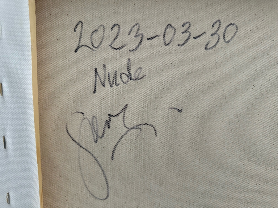 Gerrit Greve (1948-2024, Cardiff by the Sea, CA) Original Abstract Nude Woman Acrylic Painting On Canvas 2023 Signed Verso 30' X 40' Estimate $1,000-$2,000 [Photo 8]