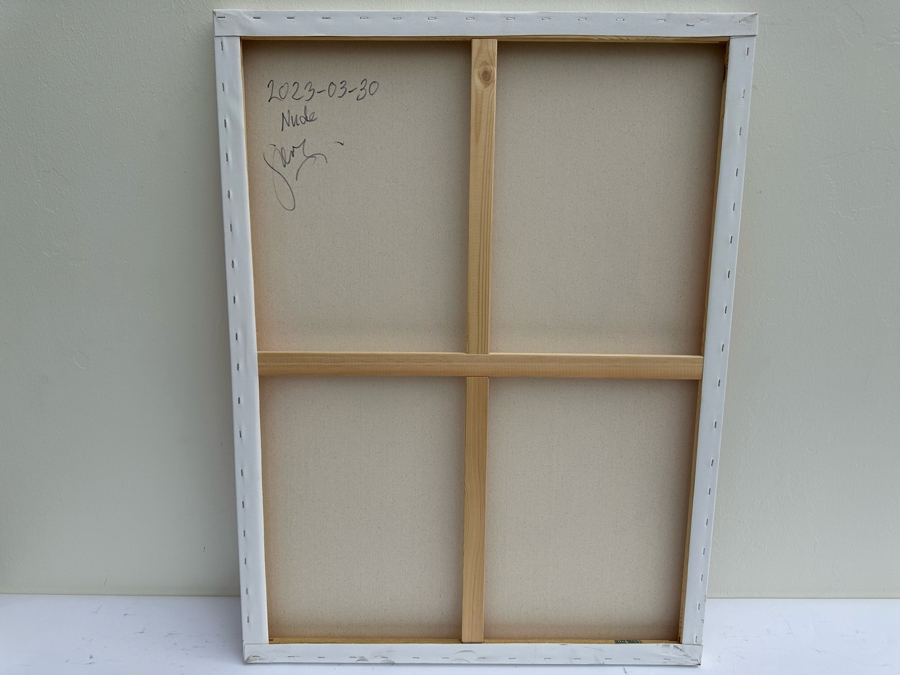 Gerrit Greve (1948-2024, Cardiff by the Sea, CA) Original Abstract Nude Woman Acrylic Painting On Canvas 2023 Signed Verso 30' X 40' Estimate $1,000-$2,000 [Photo 7]