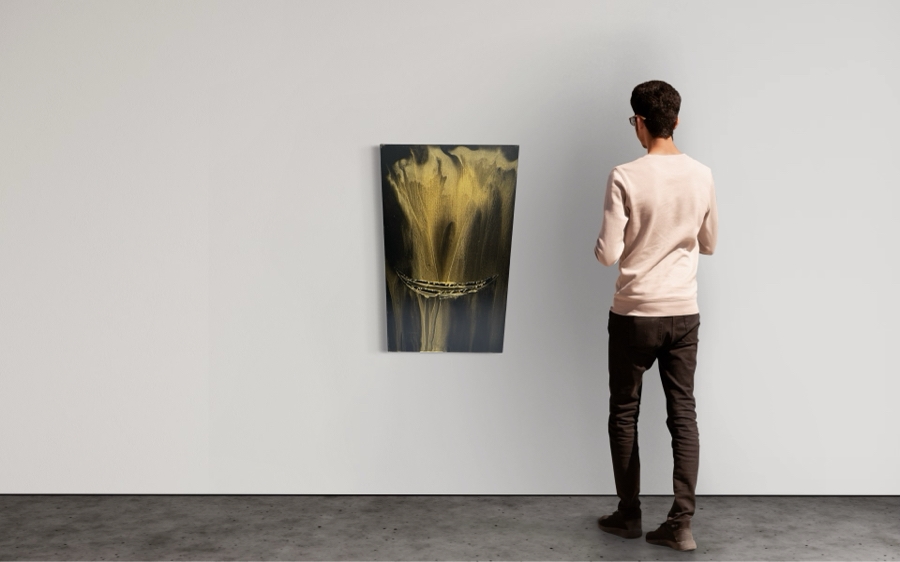 Gerrit Greve (1948-2024, Cardiff by the Sea, CA) Original Abstract Spirit Boats Acrylic Painting On Canvas Titled Voyage 148 2014 Signed Verso 24' X 36' Estimate $1,000-$2,000 [Photo 2]