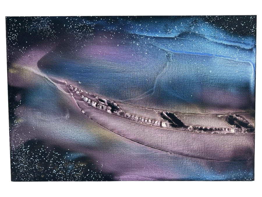 Gerrit Greve (1948-2024, Cardiff by the Sea, CA) Original Abstract Spirit Boats Acrylic Painting On Canvas 2018 Signed Verso 24' X 36' Estimate $1,000-$2,000 [Photo 1]