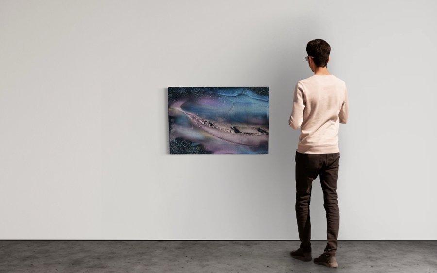 Gerrit Greve (1948-2024, Cardiff by the Sea, CA) Original Abstract Spirit Boats Acrylic Painting On Canvas 2018 Signed Verso 24' X 36' Estimate $1,000-$2,000 [Photo 2]