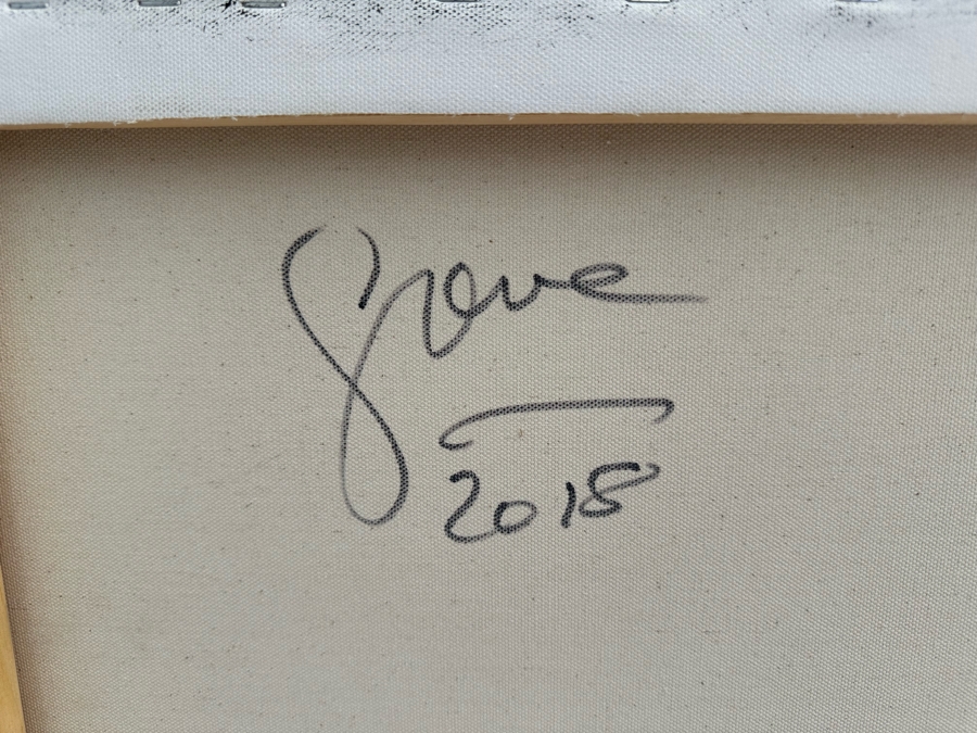 Gerrit Greve (1948-2024, Cardiff by the Sea, CA) Original Abstract Spirit Boats Acrylic Painting On Canvas 2018 Signed Verso 24' X 36' Estimate $1,000-$2,000 [Photo 7]