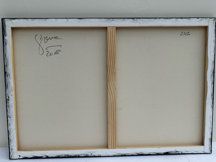 Gerrit Greve (1948-2024, Cardiff by the Sea, CA) Original Abstract Spirit Boats Acrylic Painting On Canvas 2018 Signed Verso 24' X 36' Estimate $1,000-$2,000 [Photo 6]