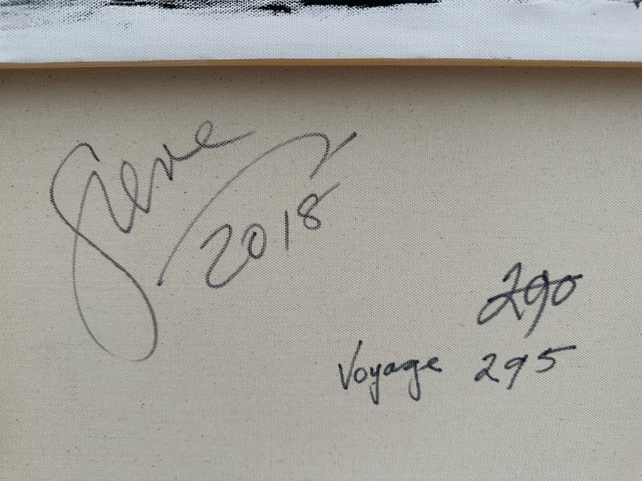 Gerrit Greve (1948-2024, Cardiff by the Sea, CA) Original Abstract Spirit Boats Acrylic Painting On Canvas Titled Voyage 295 2018 Signed Verso 36' X 24' Estimate $1,000-$2,000 [Photo 8]