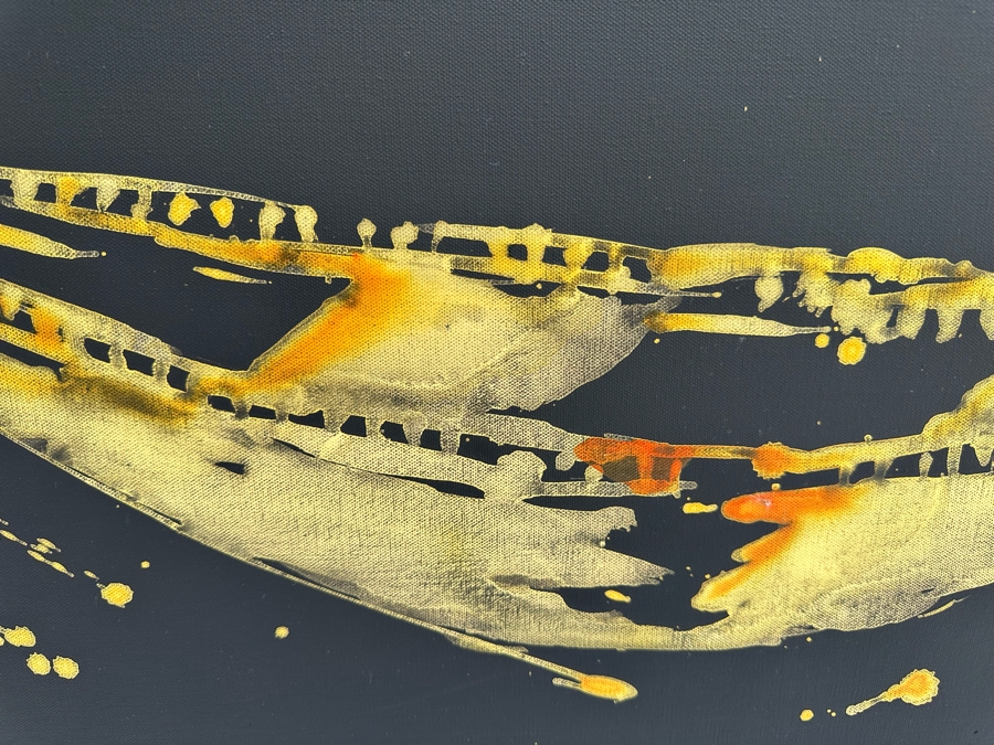 Gerrit Greve (1948-2024, Cardiff by the Sea, CA) Original Abstract Spirit Boats Acrylic Painting On Canvas Titled Voyage 299 2018 Signed Verso 36' X 24' Estimate $1,000-$2,000 [Photo 3]