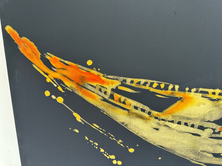 Gerrit Greve (1948-2024, Cardiff by the Sea, CA) Original Abstract Spirit Boats Acrylic Painting On Canvas Titled Voyage 299 2018 Signed Verso 36' X 24' Estimate $1,000-$2,000 [Photo 5]