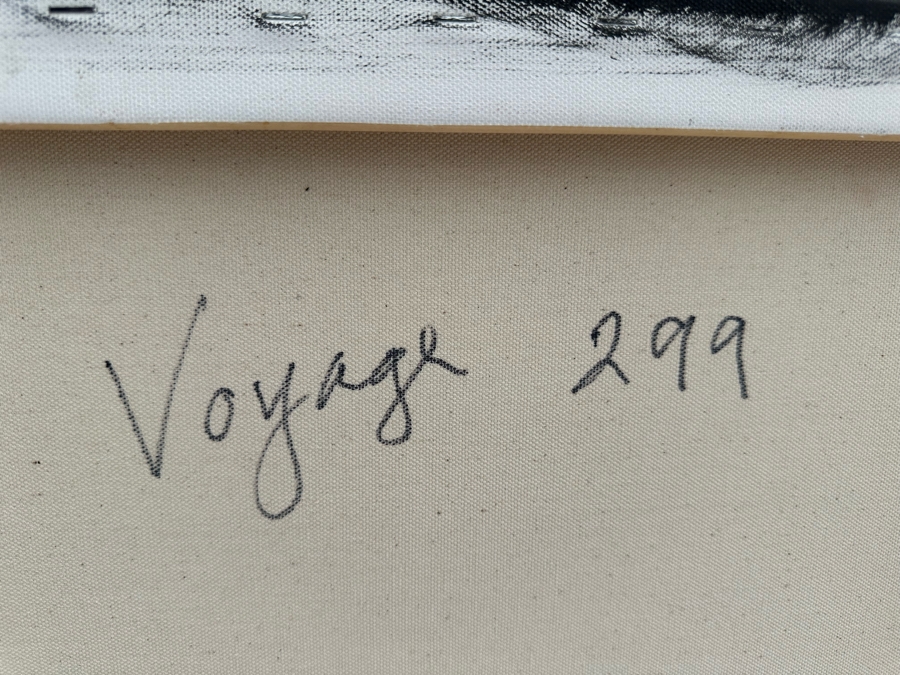 Gerrit Greve (1948-2024, Cardiff by the Sea, CA) Original Abstract Spirit Boats Acrylic Painting On Canvas Titled Voyage 299 2018 Signed Verso 36' X 24' Estimate $1,000-$2,000 [Photo 8]