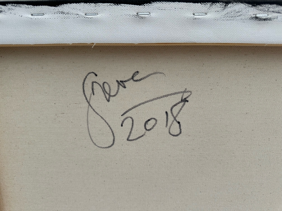 Gerrit Greve (1948-2024, Cardiff by the Sea, CA) Original Abstract Spirit Boats Acrylic Painting On Canvas Titled Voyage 299 2018 Signed Verso 36' X 24' Estimate $1,000-$2,000 [Photo 7]