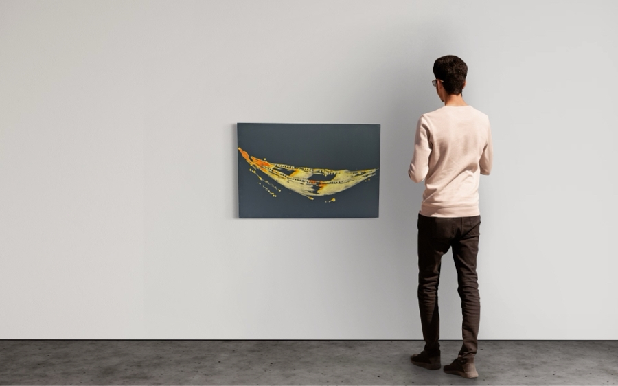 Gerrit Greve (1948-2024, Cardiff by the Sea, CA) Original Abstract Spirit Boats Acrylic Painting On Canvas Titled Voyage 299 2018 Signed Verso 36' X 24' Estimate $1,000-$2,000 [Photo 2]