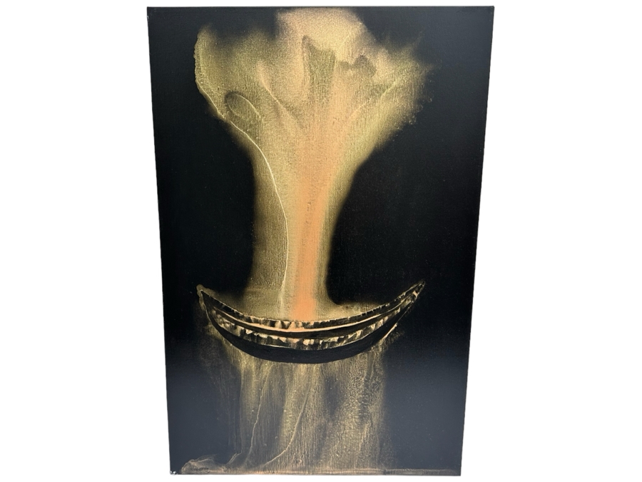 Gerrit Greve (1948-2024, Cardiff by the Sea, CA) Original Abstract Spirit Boats Acrylic Painting On Canvas Titled Voyage 151 2014 Signed Verso 24' X 36' Estimate $1,000-$2,000 [Photo 1]