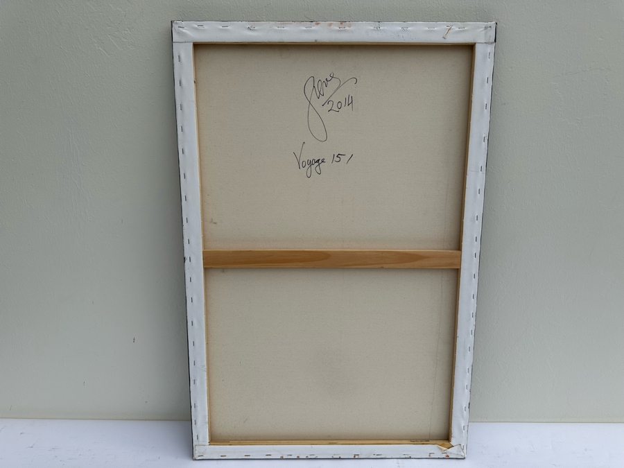 Gerrit Greve (1948-2024, Cardiff by the Sea, CA) Original Abstract Spirit Boats Acrylic Painting On Canvas Titled Voyage 151 2014 Signed Verso 24' X 36' Estimate $1,000-$2,000 [Photo 8]