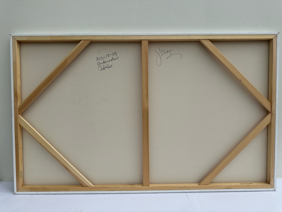 Gerrit Greve (1948-2024, Cardiff by the Sea, CA) Original Abstract Colorful Underwater Ocean Acrylic Painting On Canvas Titled 'Underwater Jubilee' 2021 Signed Verso 60' X 36' Estimate $1,000-$2,000 (Updated Size) [Photo 6]