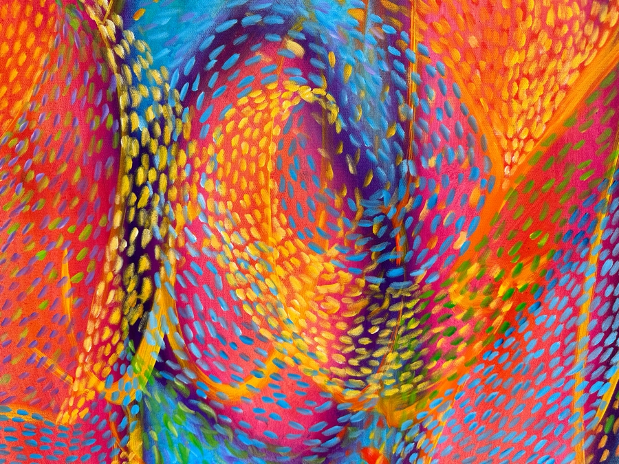 Gerrit Greve (1948-2024, Cardiff by the Sea, CA) Original Abstract Colorful Underwater Ocean Acrylic Painting On Canvas Titled 'Underwater Jubilee' 2021 Signed Verso 60' X 36' Estimate $1,000-$2,000 (Updated Size) [Photo 2]