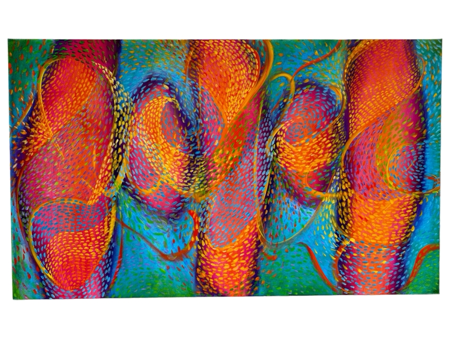 Gerrit Greve (1948-2024, Cardiff by the Sea, CA) Original Abstract Colorful Underwater Ocean Acrylic Painting On Canvas Titled 'Underwater Jubilee' 2021 Signed Verso 60' X 36' Estimate $1,000-$2,000 (Updated Size) [Photo 1]