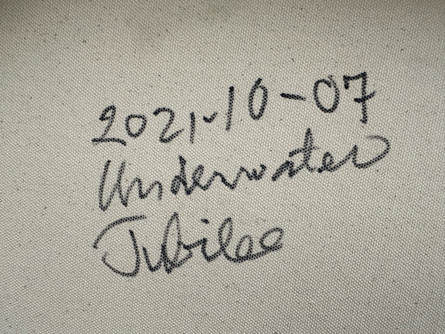 Gerrit Greve (1948-2024, Cardiff by the Sea, CA) Original Abstract Colorful Underwater Ocean Acrylic Painting On Canvas Titled 'Underwater Jubilee' 2021 Signed Verso 60' X 36' Estimate $1,000-$2,000 (Updated Size) [Photo 7]
