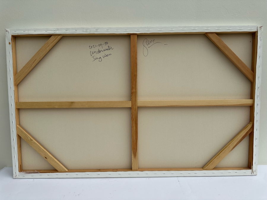 Gerrit Greve (1948-2024, Cardiff by the Sea, CA) Original Abstract Colorful Underwater Ocean Acrylic Painting On Canvas Titled 'Underwater Jing Wen' 2021 Signed Verso 60' X 36' Estimate $1,000-$2,000 (Updated Size) [Photo 7]