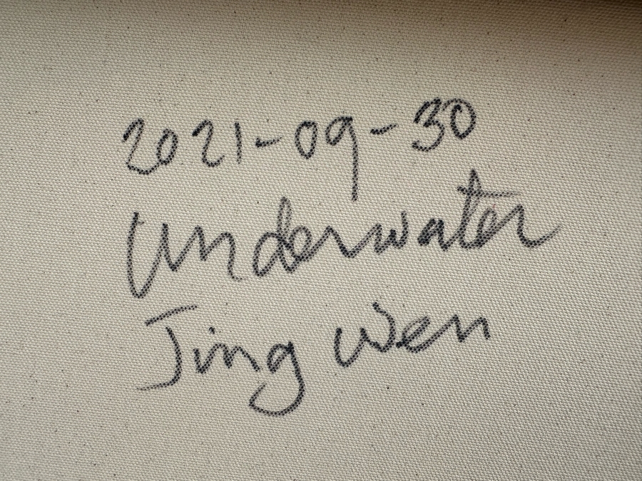 Gerrit Greve (1948-2024, Cardiff by the Sea, CA) Original Abstract Colorful Underwater Ocean Acrylic Painting On Canvas Titled 'Underwater Jing Wen' 2021 Signed Verso 60' X 36' Estimate $1,000-$2,000 (Updated Size) [Photo 8]