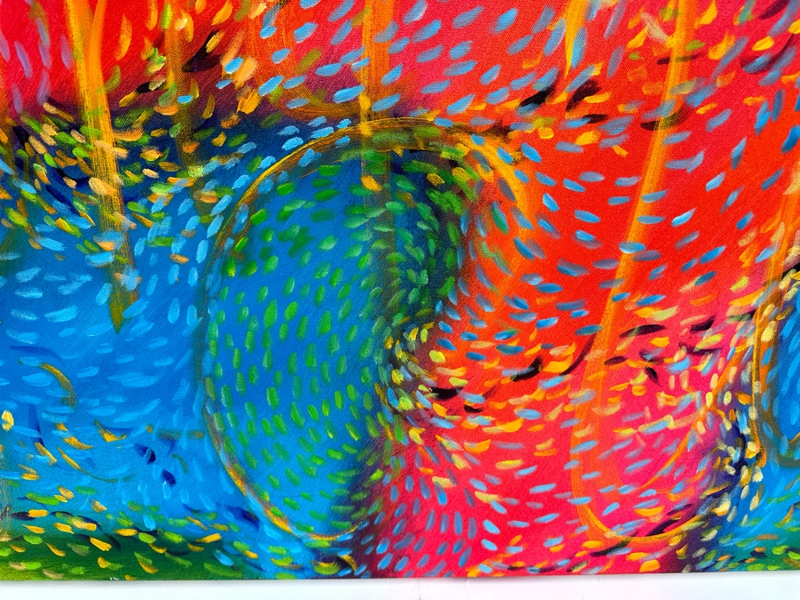 Gerrit Greve (1948-2024, Cardiff by the Sea, CA) Original Abstract Colorful Underwater Ocean Acrylic Painting On Canvas Titled 'Underwater Jing Wen' 2021 Signed Verso 60' X 36' Estimate $1,000-$2,000 (Updated Size) [Photo 5]