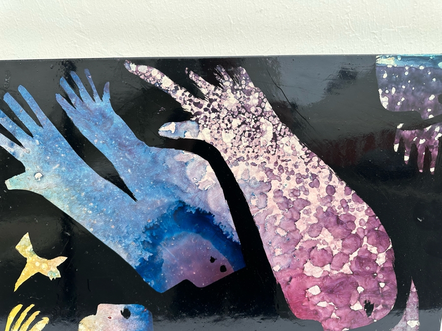 Gerrit Greve (1948-2024, Cardiff by the Sea, CA) Original Early Abstract Acrylic Painting On Door Titled 'Carnival Calligraphy' Signed Front 47' X 28' Estimate $1,000-$2,000 [Photo 9]