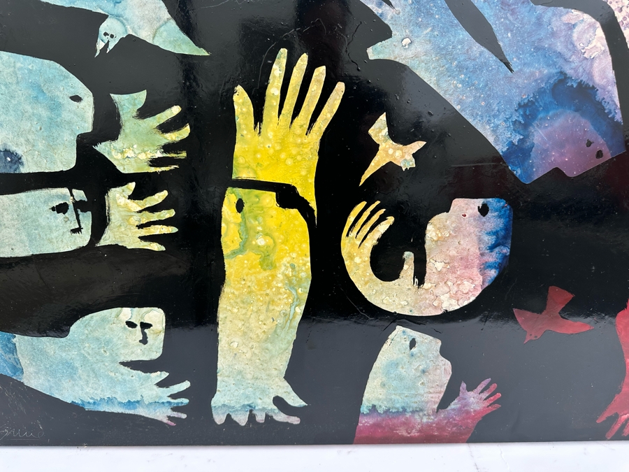 Gerrit Greve (1948-2024, Cardiff by the Sea, CA) Original Early Abstract Acrylic Painting On Door Titled 'Carnival Calligraphy' Signed Front 47' X 28' Estimate $1,000-$2,000 [Photo 7]