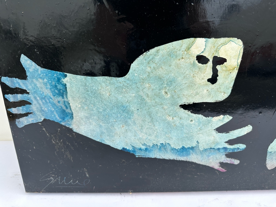 Gerrit Greve (1948-2024, Cardiff by the Sea, CA) Original Early Abstract Acrylic Painting On Door Titled 'Carnival Calligraphy' Signed Front 47' X 28' Estimate $1,000-$2,000 [Photo 3]