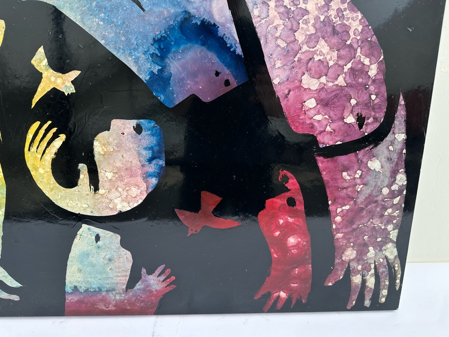 Gerrit Greve (1948-2024, Cardiff by the Sea, CA) Original Early Abstract Acrylic Painting On Door Titled 'Carnival Calligraphy' Signed Front 47' X 28' Estimate $1,000-$2,000 [Photo 8]